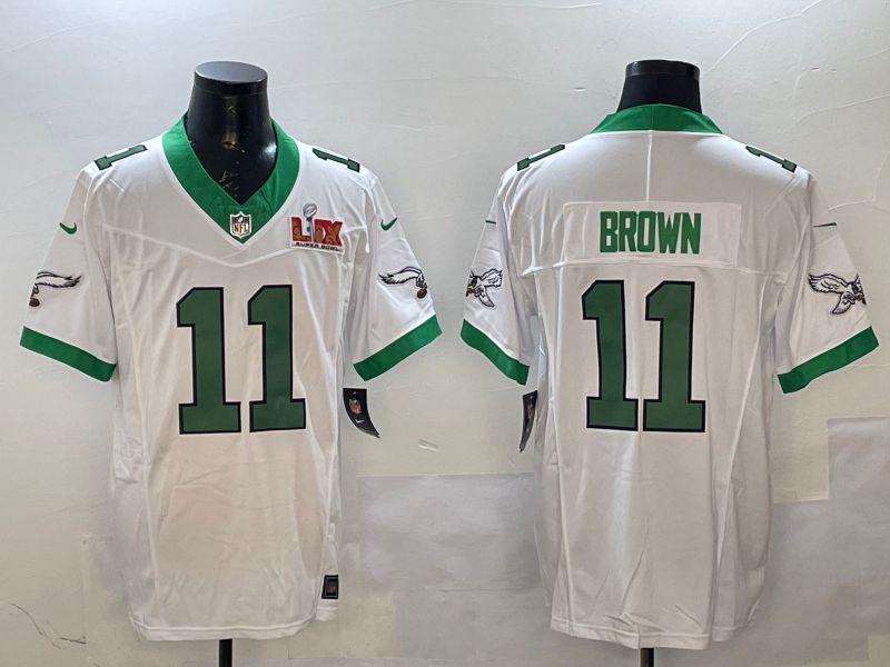 Men Philadelphia Eagles #11 Brown White Retro three generations 2025 Nike Vapor Limited NFL Jersey style 2